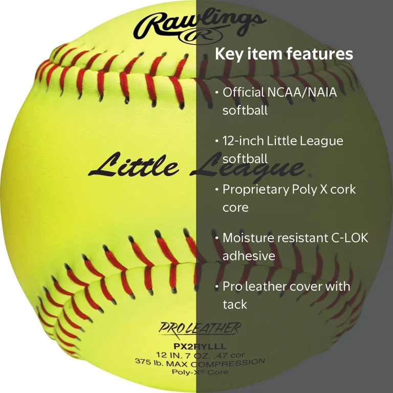 Free Shipping! Rawlings Little League 12 inch Leather Softballs