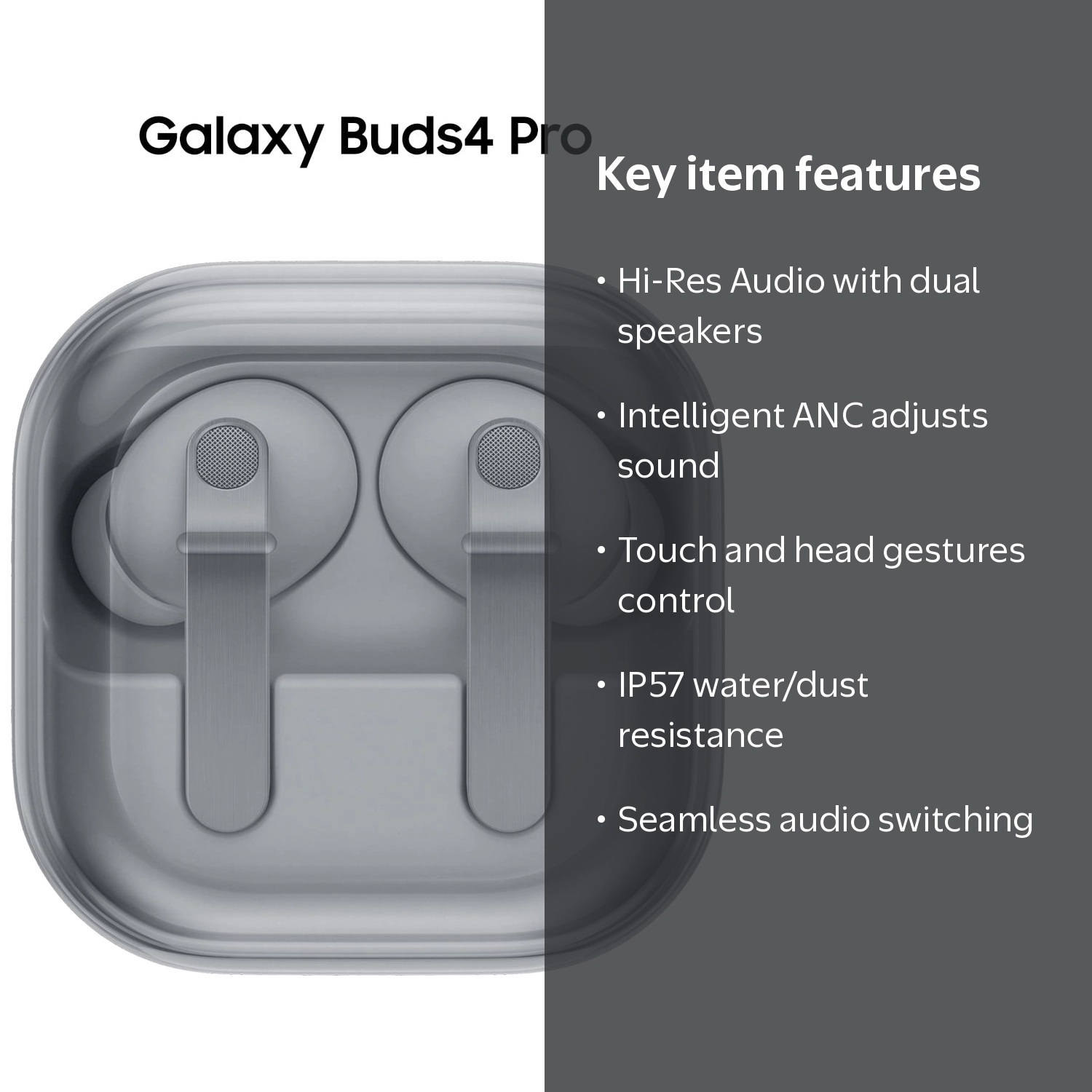 Samsung Galaxy Buds4 Pro Bluetooth Headphones and Charging Case