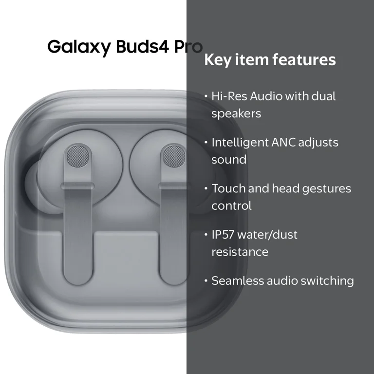 Samsung Galaxy Buds4 Pro Bluetooth Headphones and Charging Case
