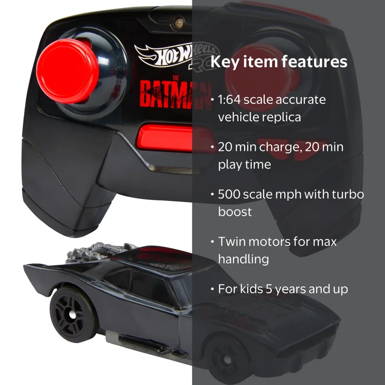 Hot Wheels 1:64 Scale RC Batmobile with USB Rechargeable
