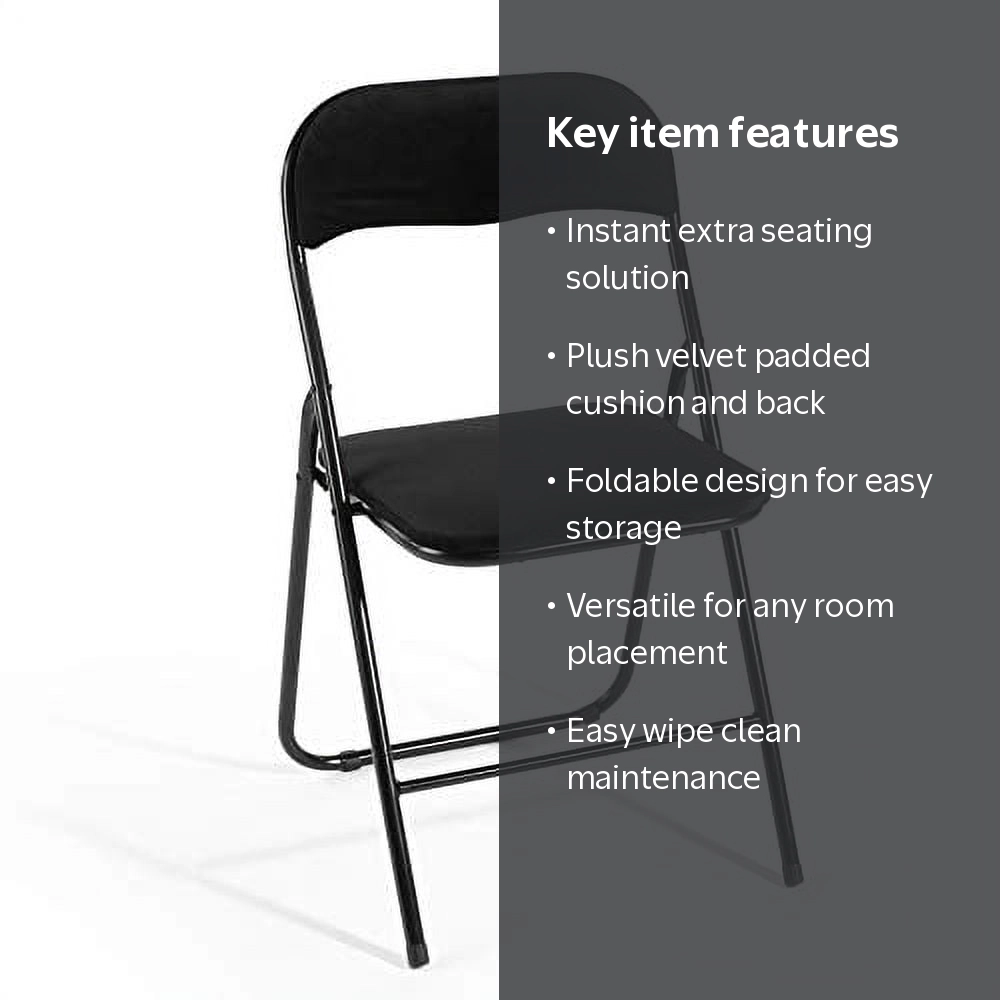 Urban Shop Velvet Folding Chair, Black - Walmart.com