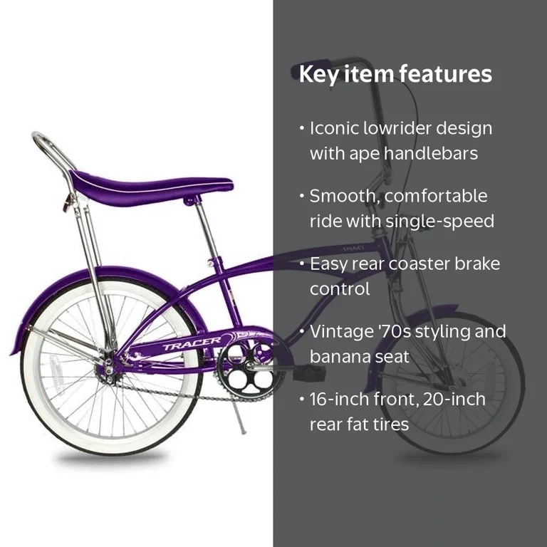 purple lowrider bicycle 20 Purple rims to match the beautiful color of the purple frame truly makes this bike stand out from all the others 20