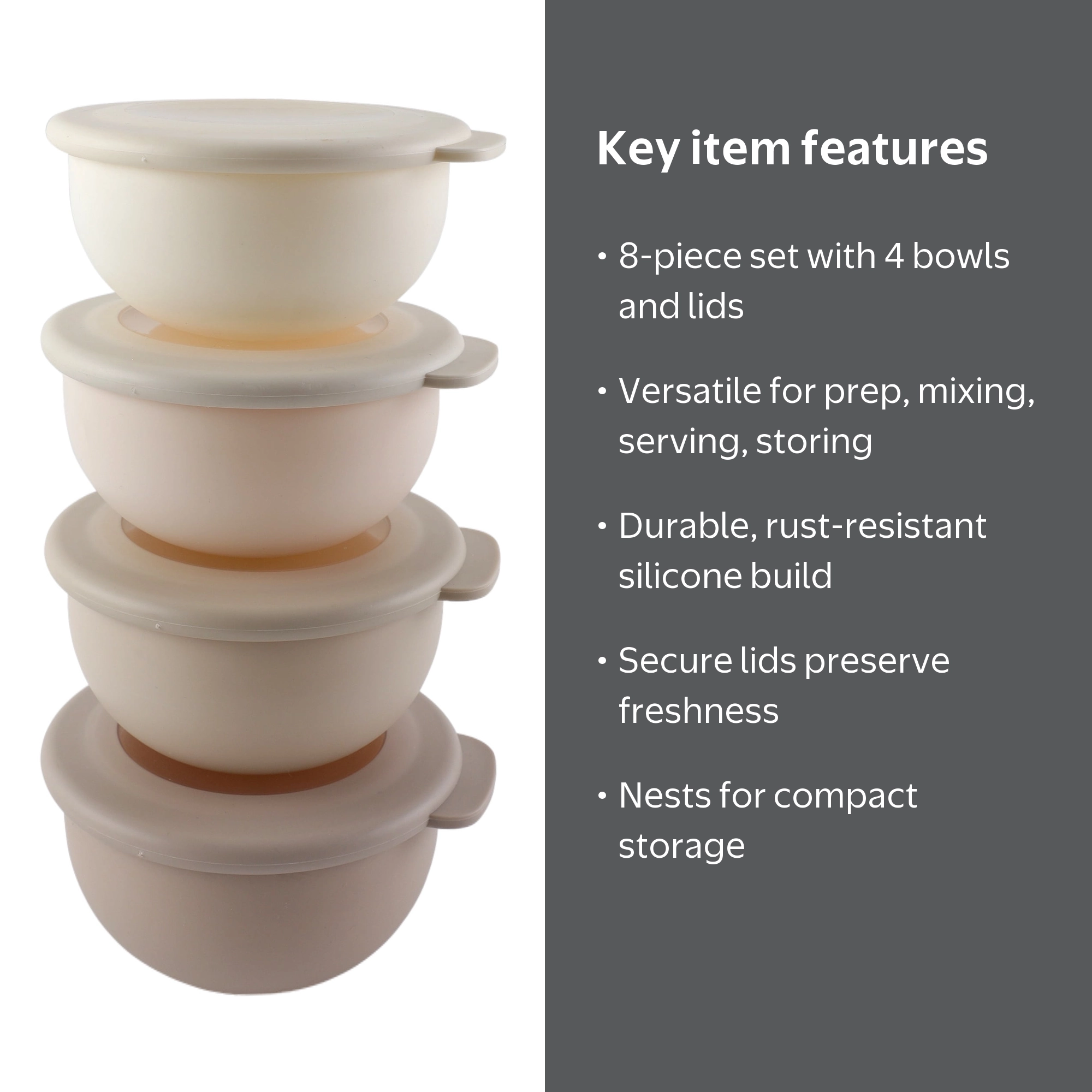 COOK WITH COLOR 8 Piece Mini Mixing Bowls with Lids for Prepping