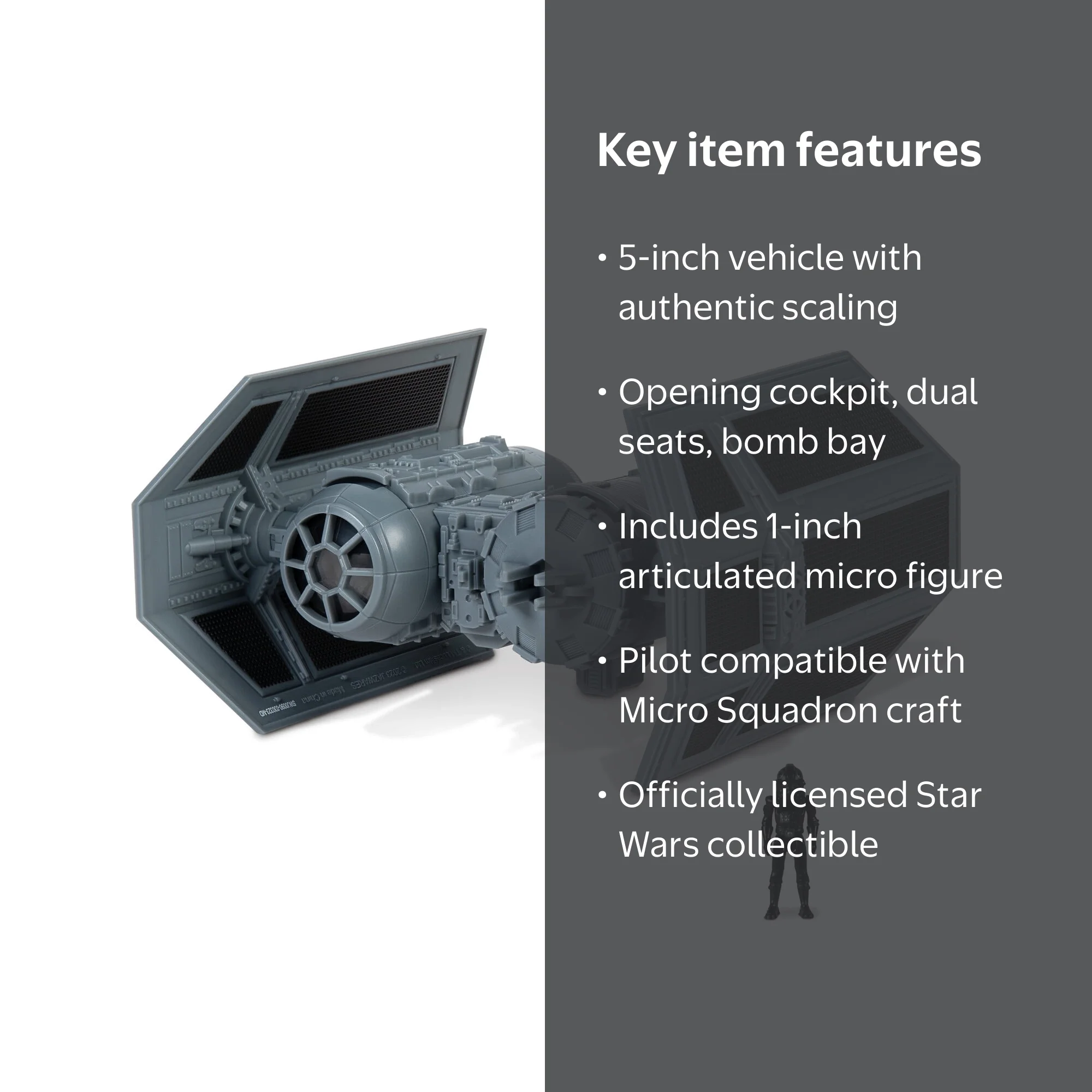 Star Wars, Micro Galaxy Squadron TIE Bomber, 5 inch, Pilot