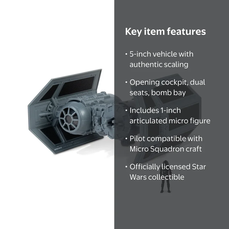 Star Wars, Micro Galaxy Squadron TIE Bomber, 5 inch, Pilot