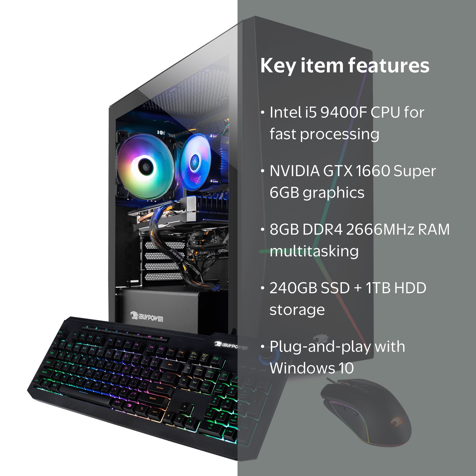 デスクトップPC i5-9400 windows10 SSD1TB iBUYPOWER SLATE9050W - Gaming Desktop PC - Intel Core i5 9400F