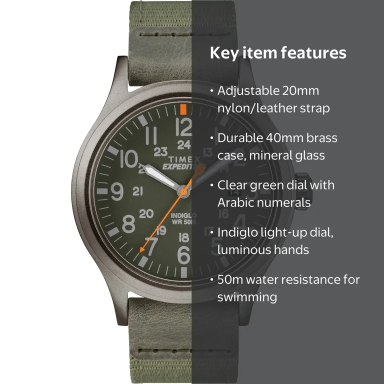 Timex Men's Expedition Scout 40 Watch, Brass Case, Green/Gray