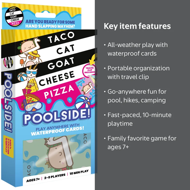 Taco Cat Goat Cheese Pizza Pool Edition Waterproof Card Game for