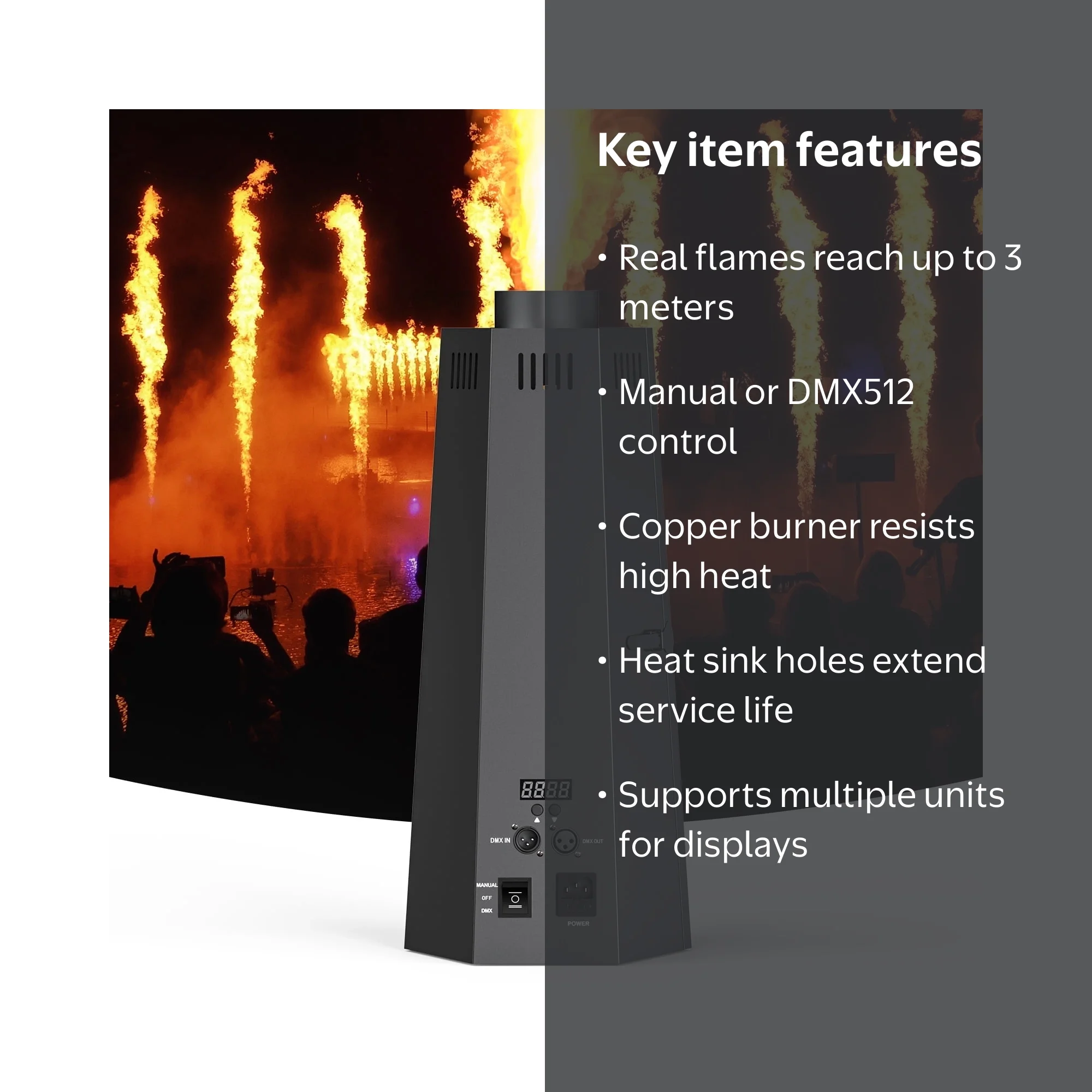 150W Hexagonal Spitfire Flame Thrower, DMX512 Controlled Stage