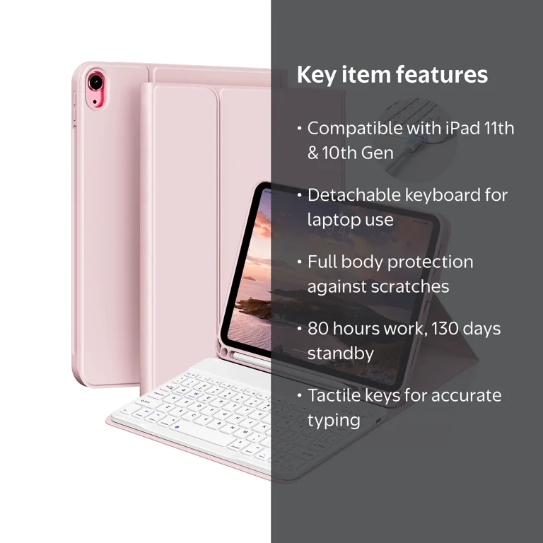 2022 iPad 10th Gen 10.9 inch Case - Detachable Keyboard, Full Body