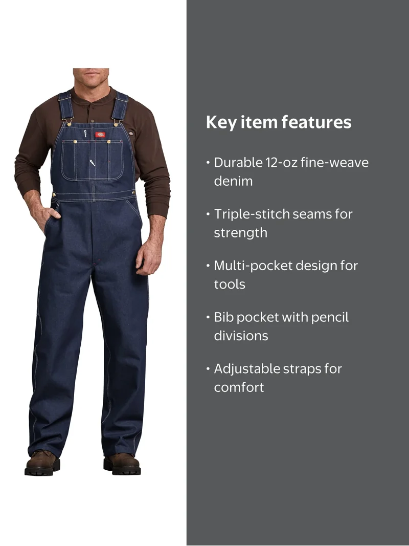 Dickies Mens and Big Mens Indigo Bib Overall - Walmart.com
