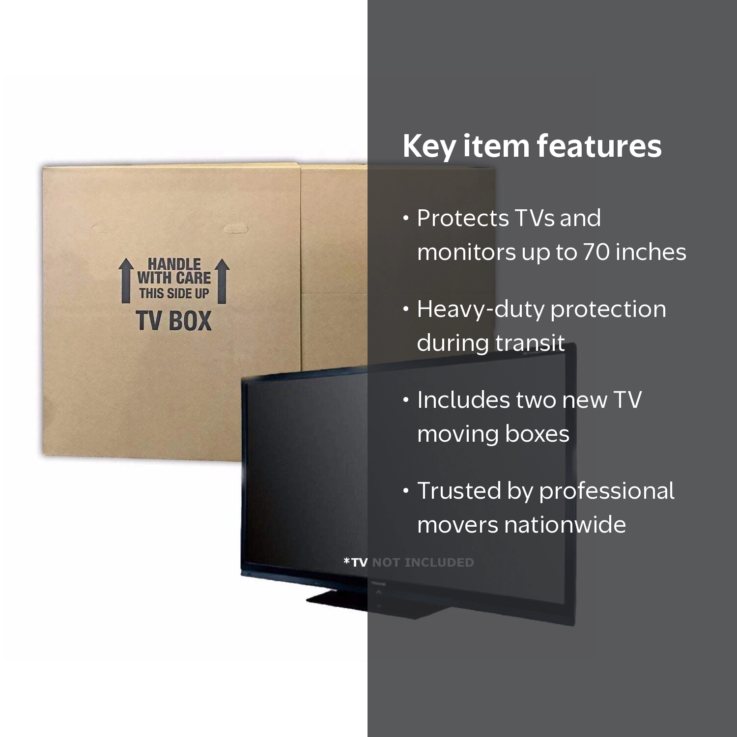 Flat Screen TV Moving Boxes, 2pk, Fits TVs Up to 70