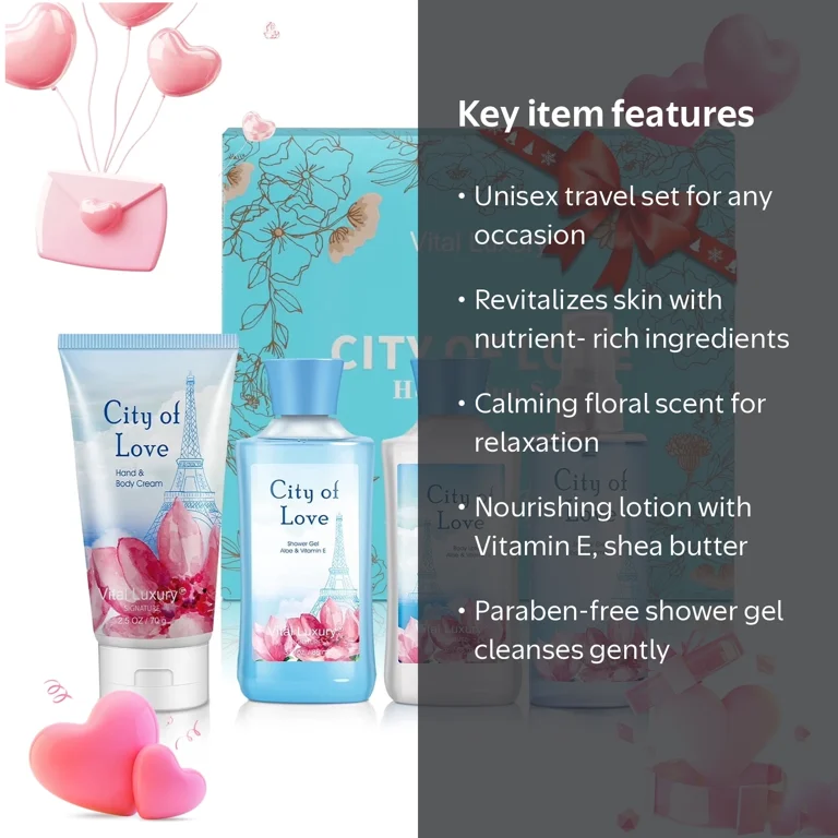 Vital Luxury, Bath and Body Care Travel Set, 3 fl oz, Pink