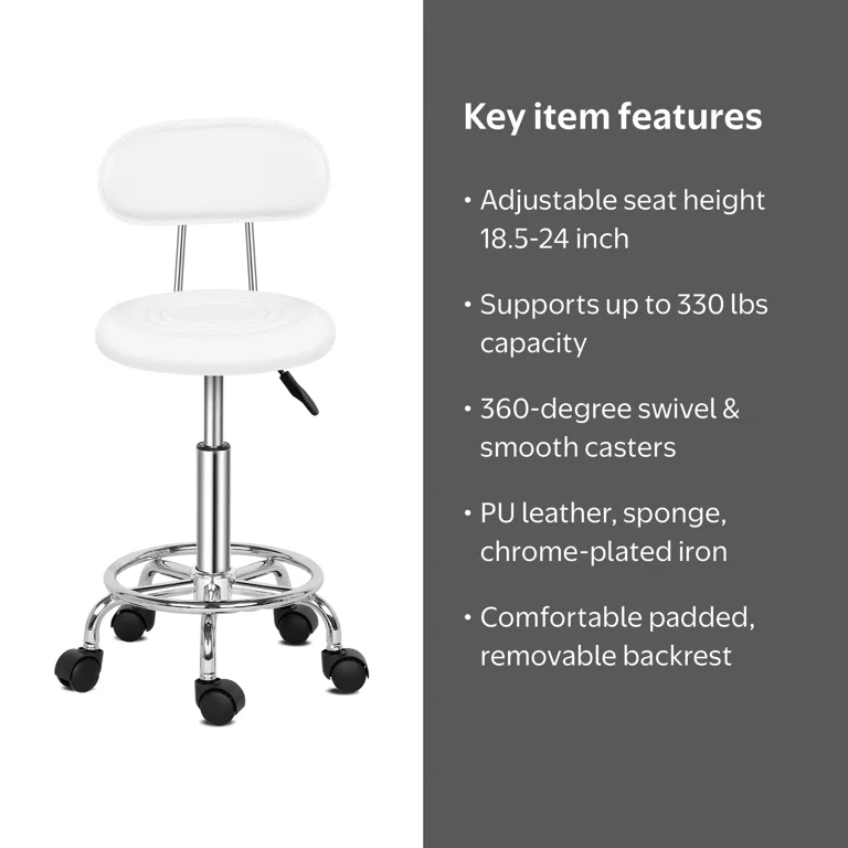 Ktaxon Swivel Salon Stool Chair with Backrest, Adjustable