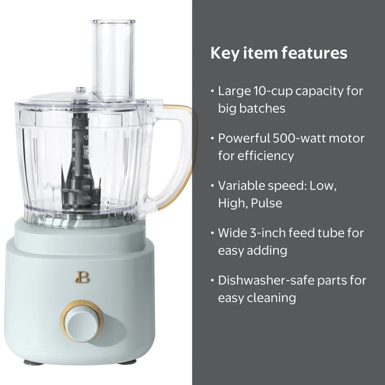 Beautiful 10-Cup Food Processor with Accessories, Hydrangea by