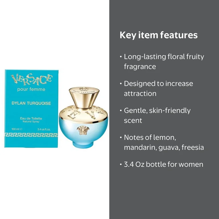 Versace Dylan Turquoise Perfume for Women - 3.4 oz EDT Fragrance