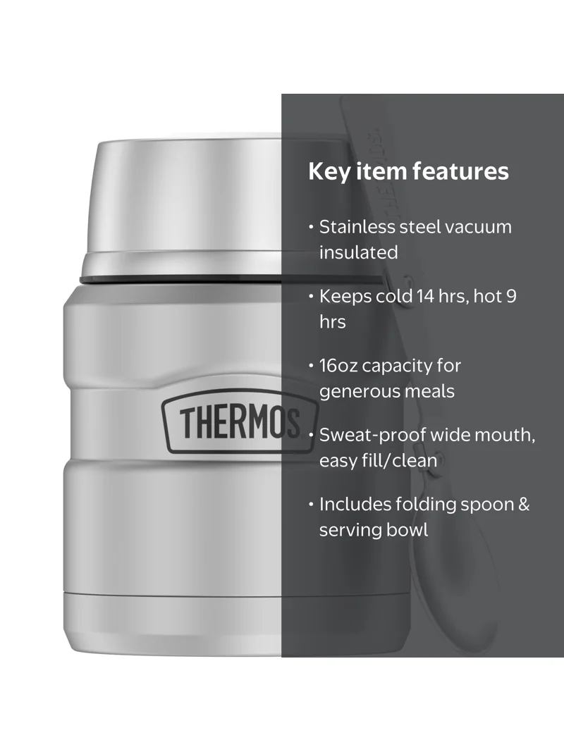 Thermos Stainless King 16oz Vacuum-Insulated Steel Food Jar with