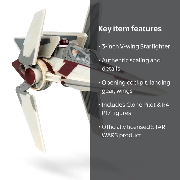 STAR WARS Micro Galaxy Squadron V-Wing Starfighter Toy Spaceship