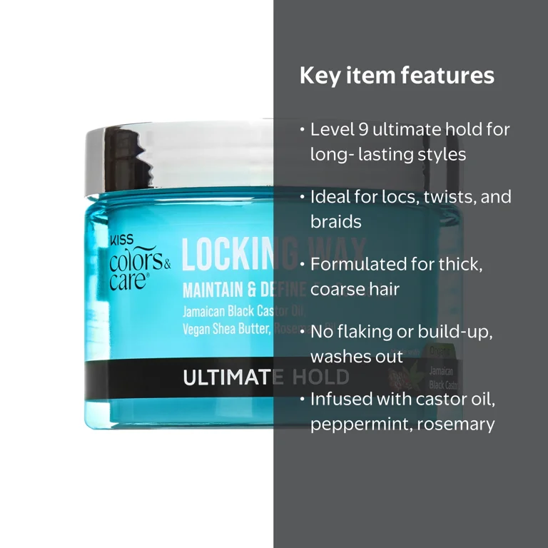 KISS Colors & Care Locking Hair Wax, Level 9 Ultimate Hold, 6 oz