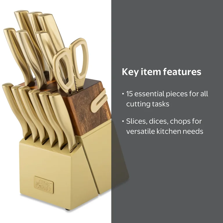 Free Shipping! Thyme & Table 15-Piece Knife Set with Sharpener