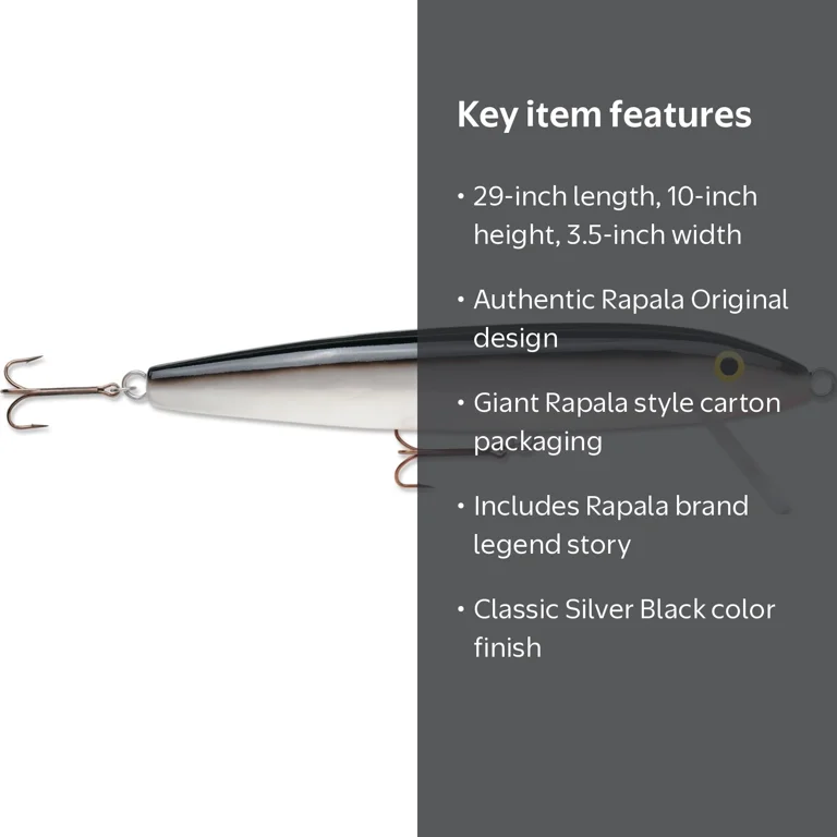Rapala Giant Lure Silver Black - Walmart.com