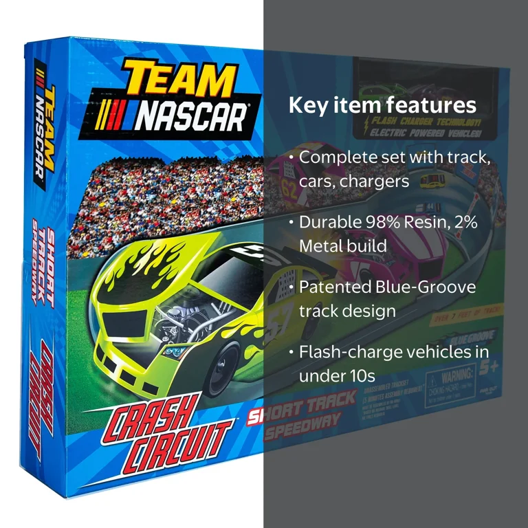TEAM NASCAR Cars Set Toy: Short Track Speedway Crash Circuit Race