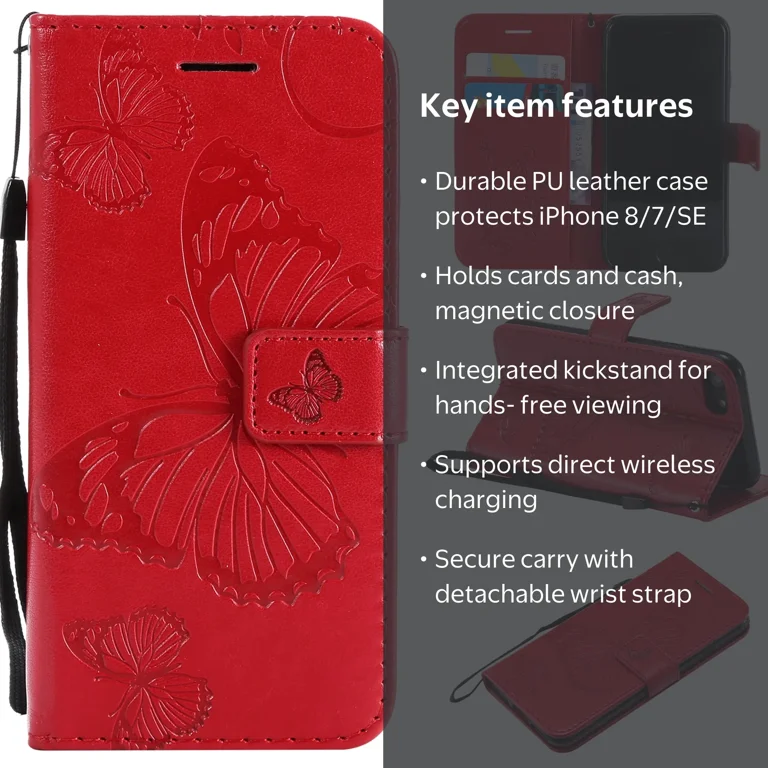 iPhone - im0717jp Dteck iPhone SE 2020 Case, iPhone 8 Wallet Case, Embossed