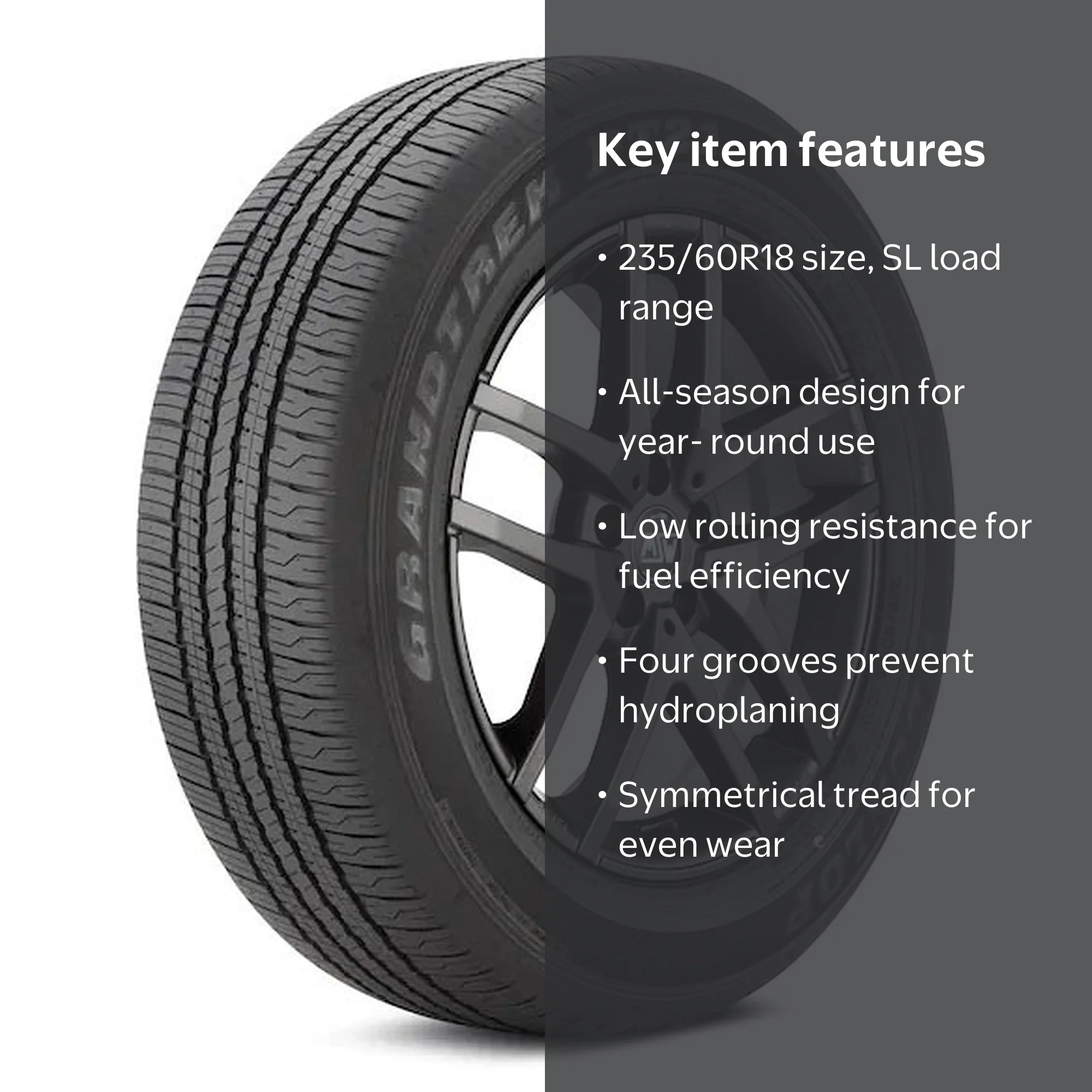 Dunlop Grandtrek PT21 All Season Passenger Tire, 235/60R18 103H
