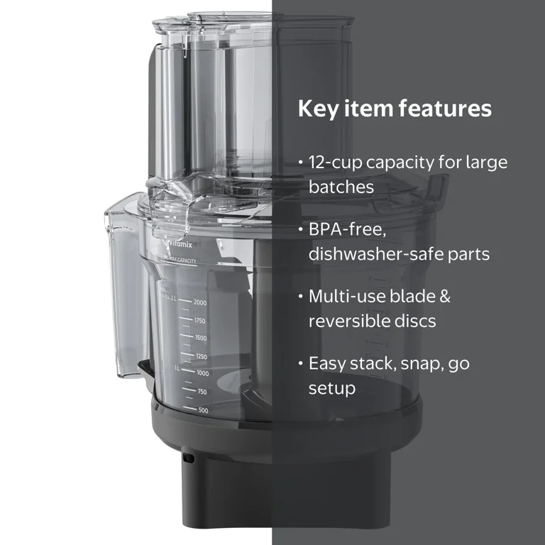 Vitamix, Food Processor Attachment, 12-Cup with SELF-DETECT, Black