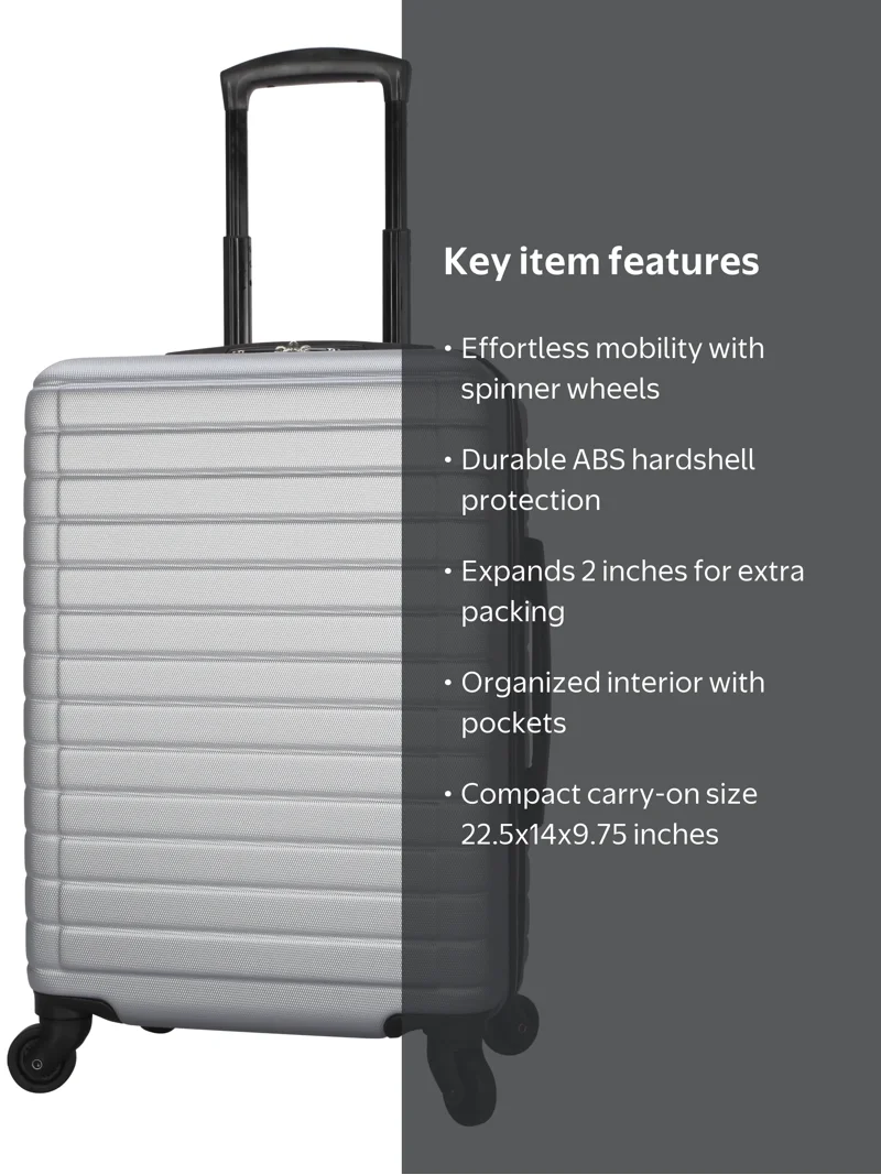 Free Shipping! Protege 20-Inch Hardside Upright Luggage Silver