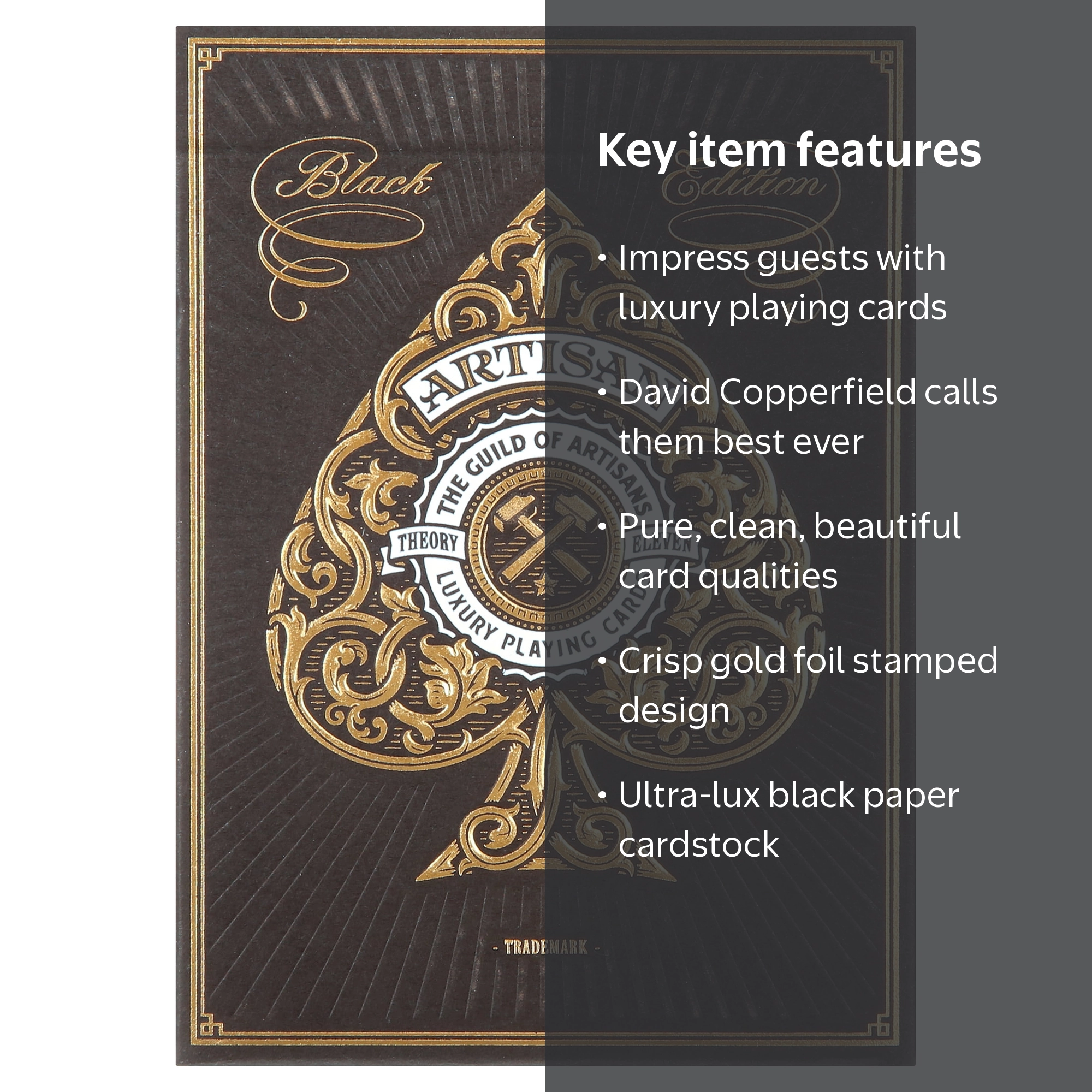 theory11, Artisan Playing Cards, Black, Luxury Black paper