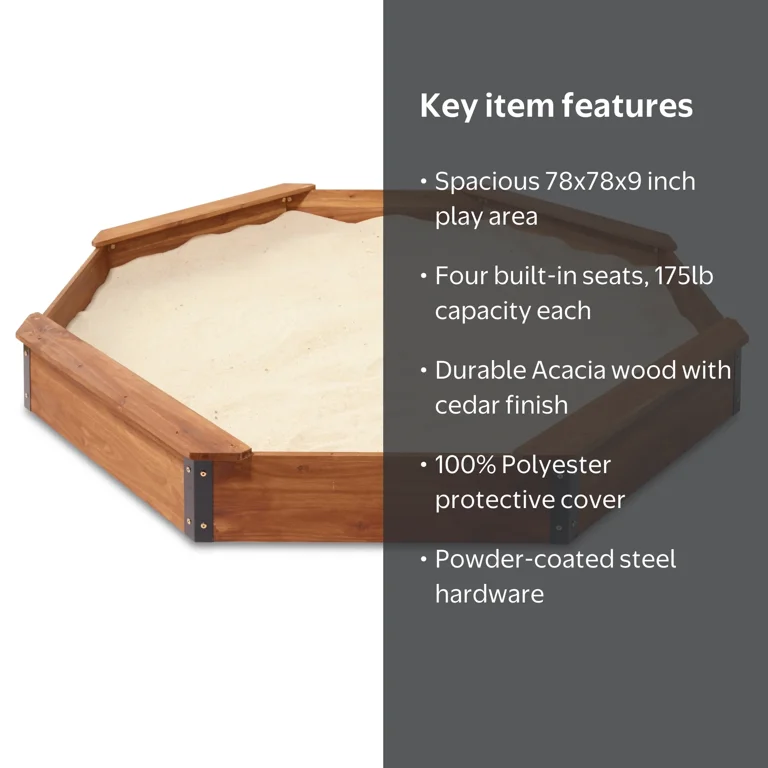Badger Basket Octagon XL Wooden Sandbox with Liner and Cover