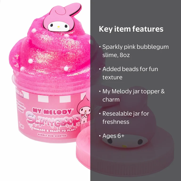 My Melody SLIMYGLOOP Jar, 8 oz Pink Bubblegum-Scented Slime