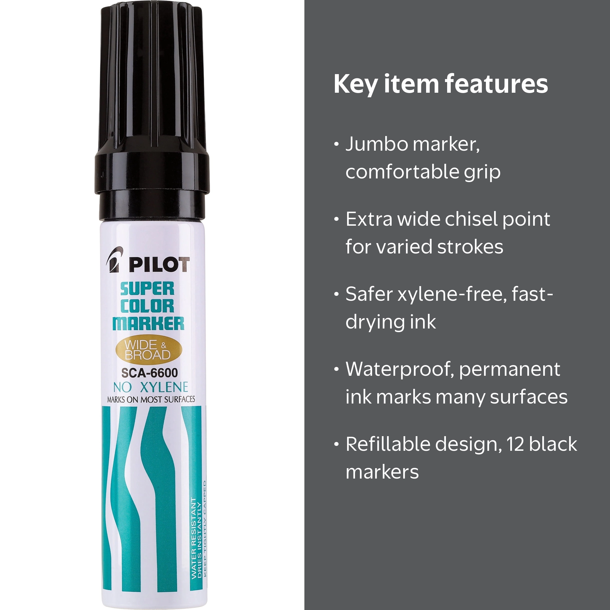 Pilot Super Color Jumbo Permanent Markers, Extra Wide Chisel Point