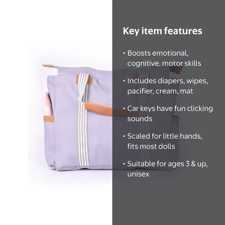 Hopscotch Lane Baby Doll Accessory Diaper Bag, Children Ages 3+
