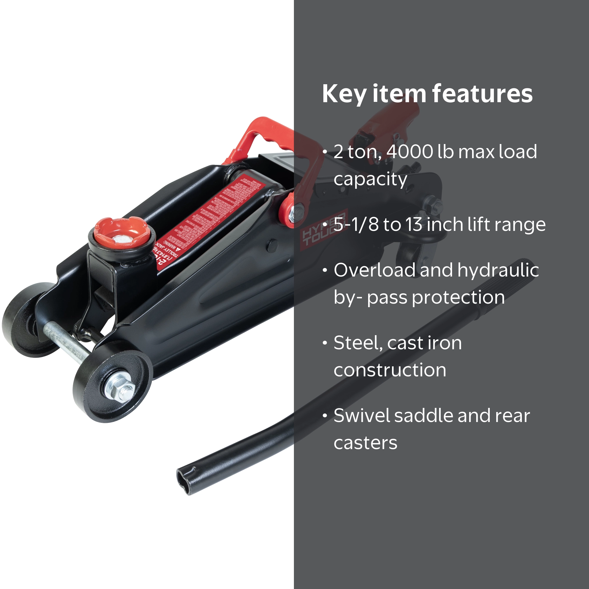 Hyper Tough 2 Ton Hydraulic Trolley Jack, Steel Floor Jack for Car