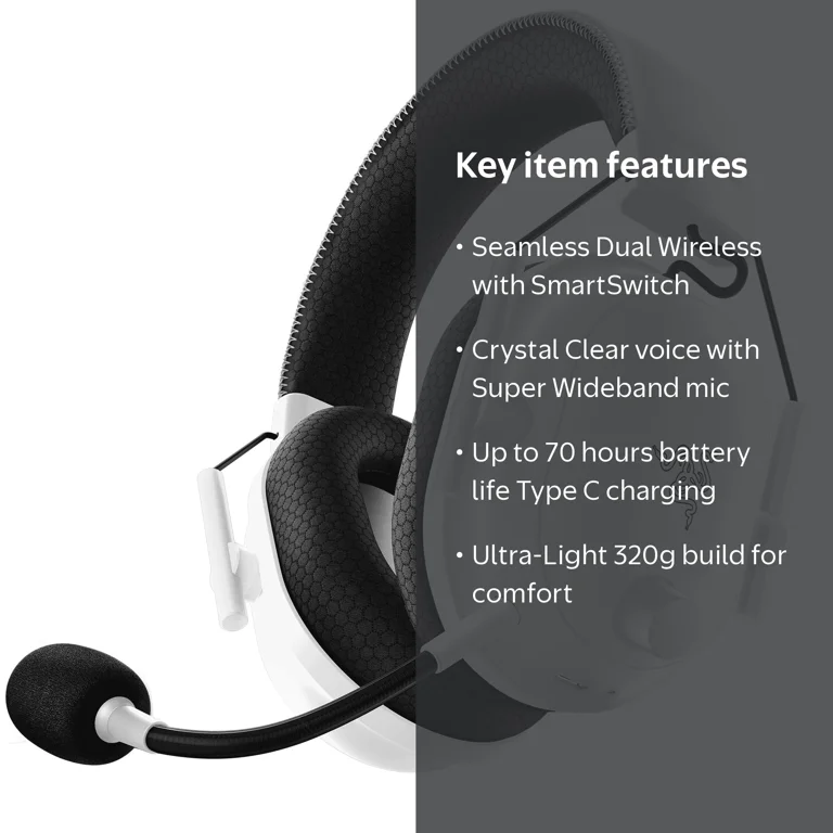 Razer, Wireless PC Gaming Headset, BlackShark V2 Pro, White
