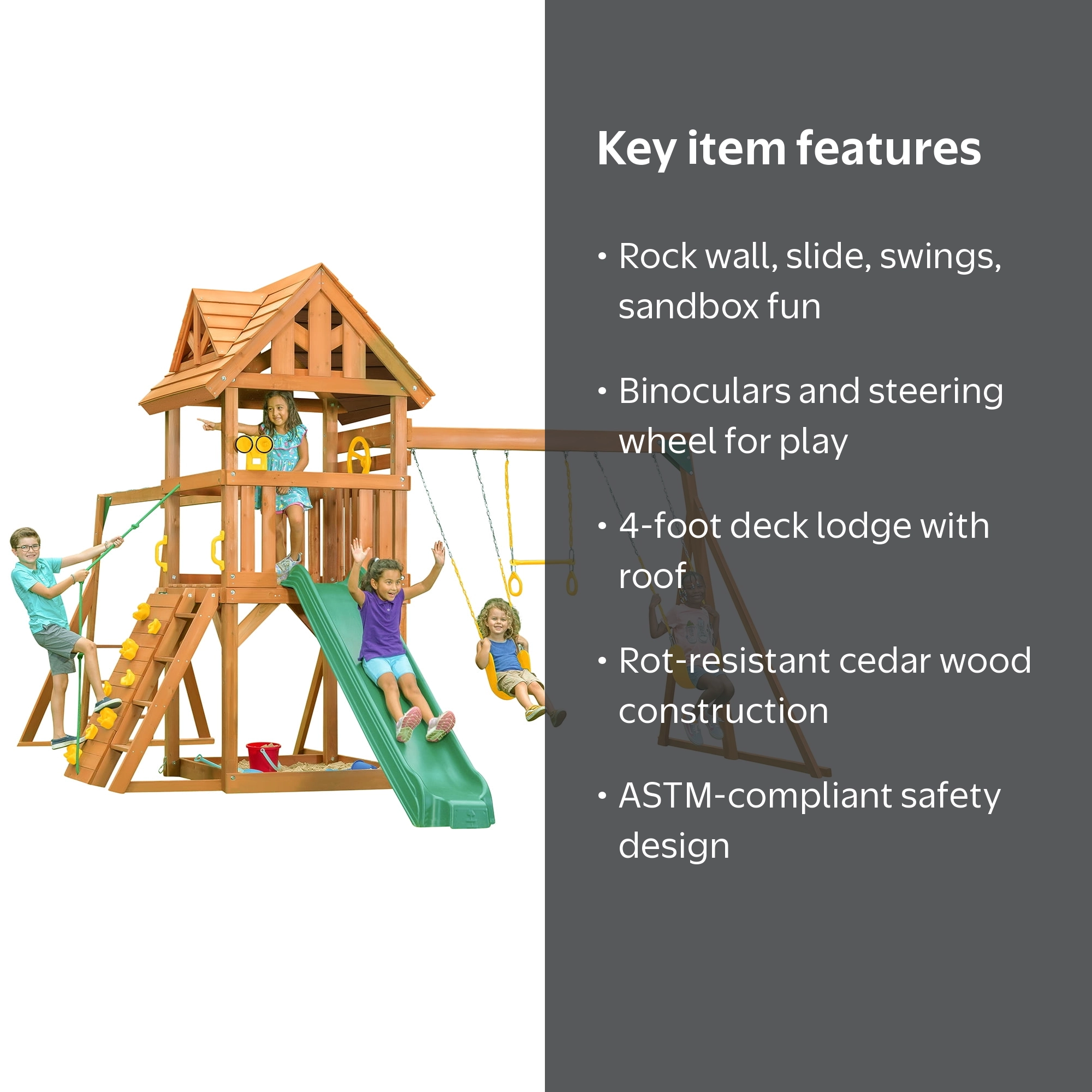 Creative Cedar Designs Mountain View Lodge Cedar Swingset with