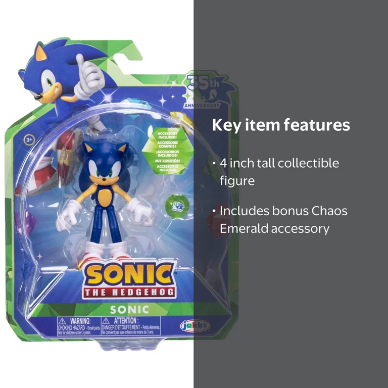Sonic - 4 Inch - Modern Sonic w/ Chaos Emerald 35th Anniversary