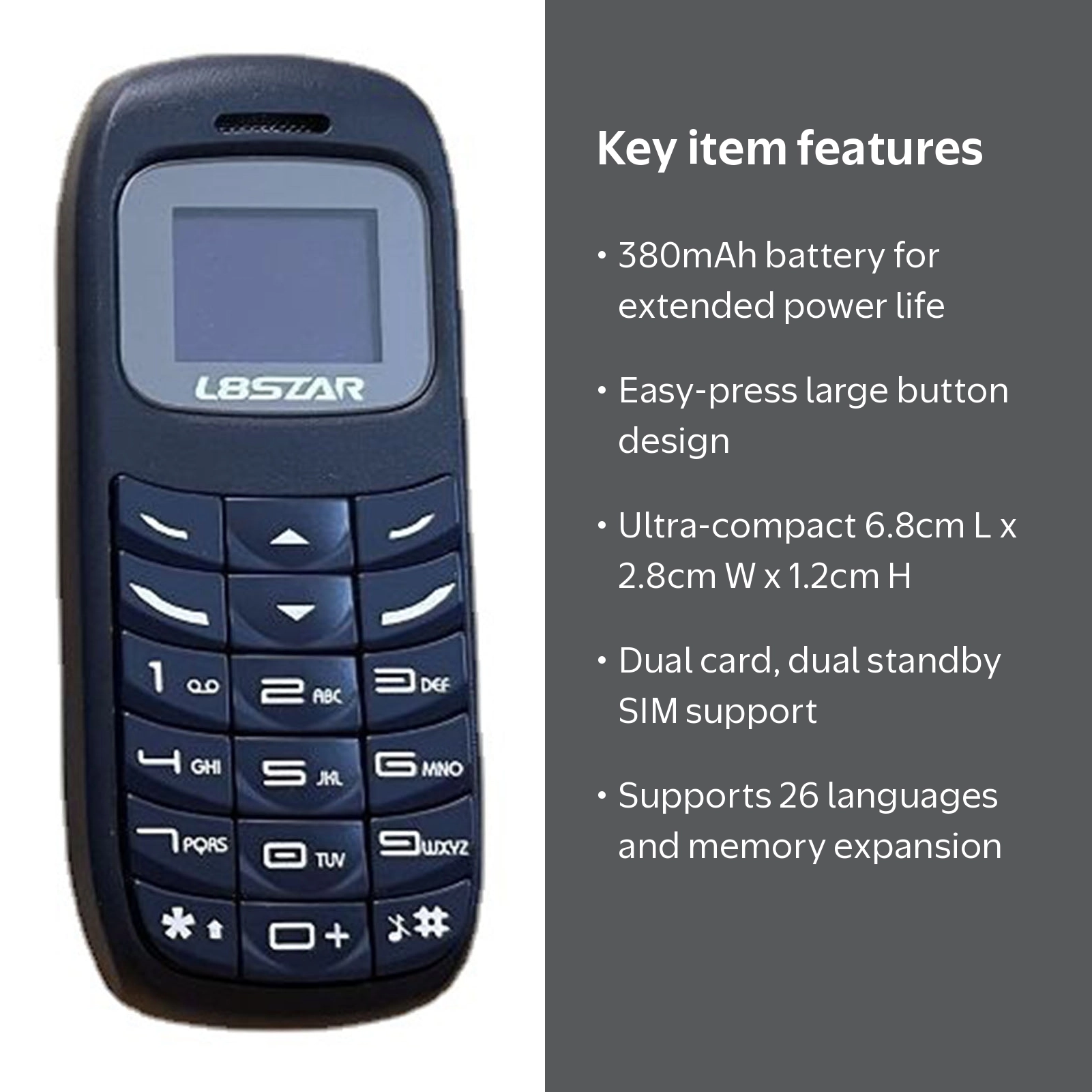 L8STAR BM70 Mini Mobile Phone for Elders and Children, Dual SIM