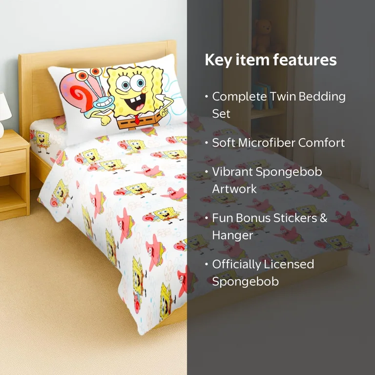 Nickelodeon Spongebob Sheet Set Underwater Vibes Twin Bed Bundle