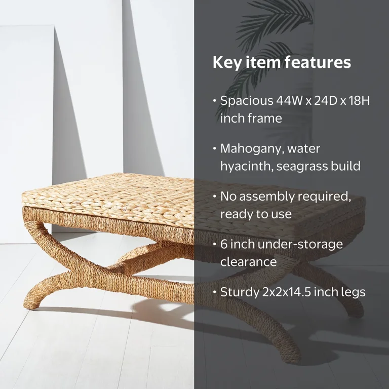 SAFAVIEH Couture Caycee Coastal Water Hyacinth Coffee Table