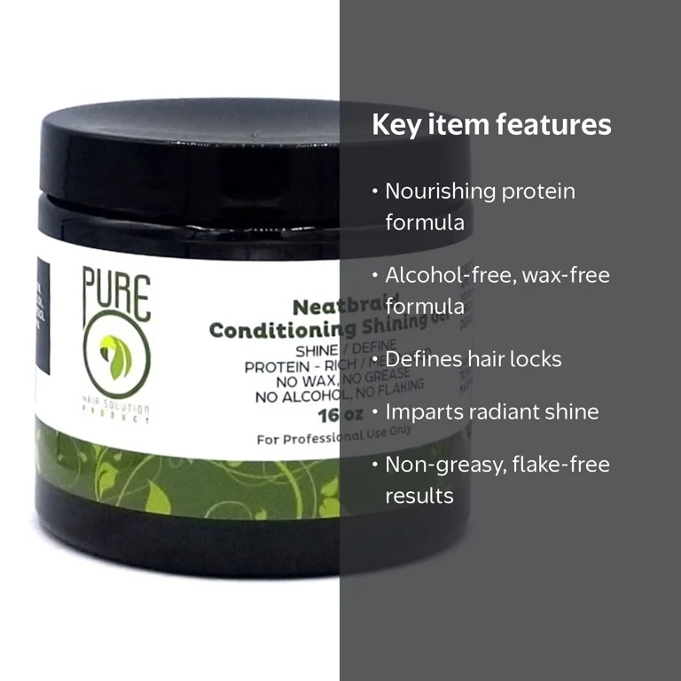 PureO Natural, Neatbraid Conditioning Shining Gel, 16 oz, Clear