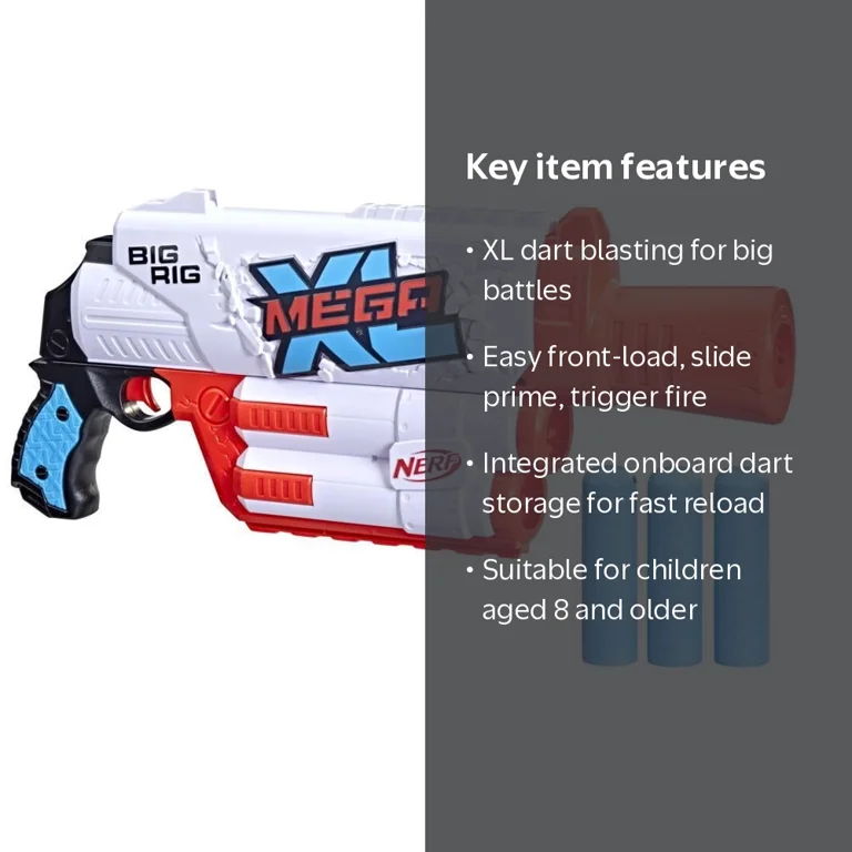Nerf Mega XL Big Rig Toy Blaster with 3 Whistler Darts - Walmart.com