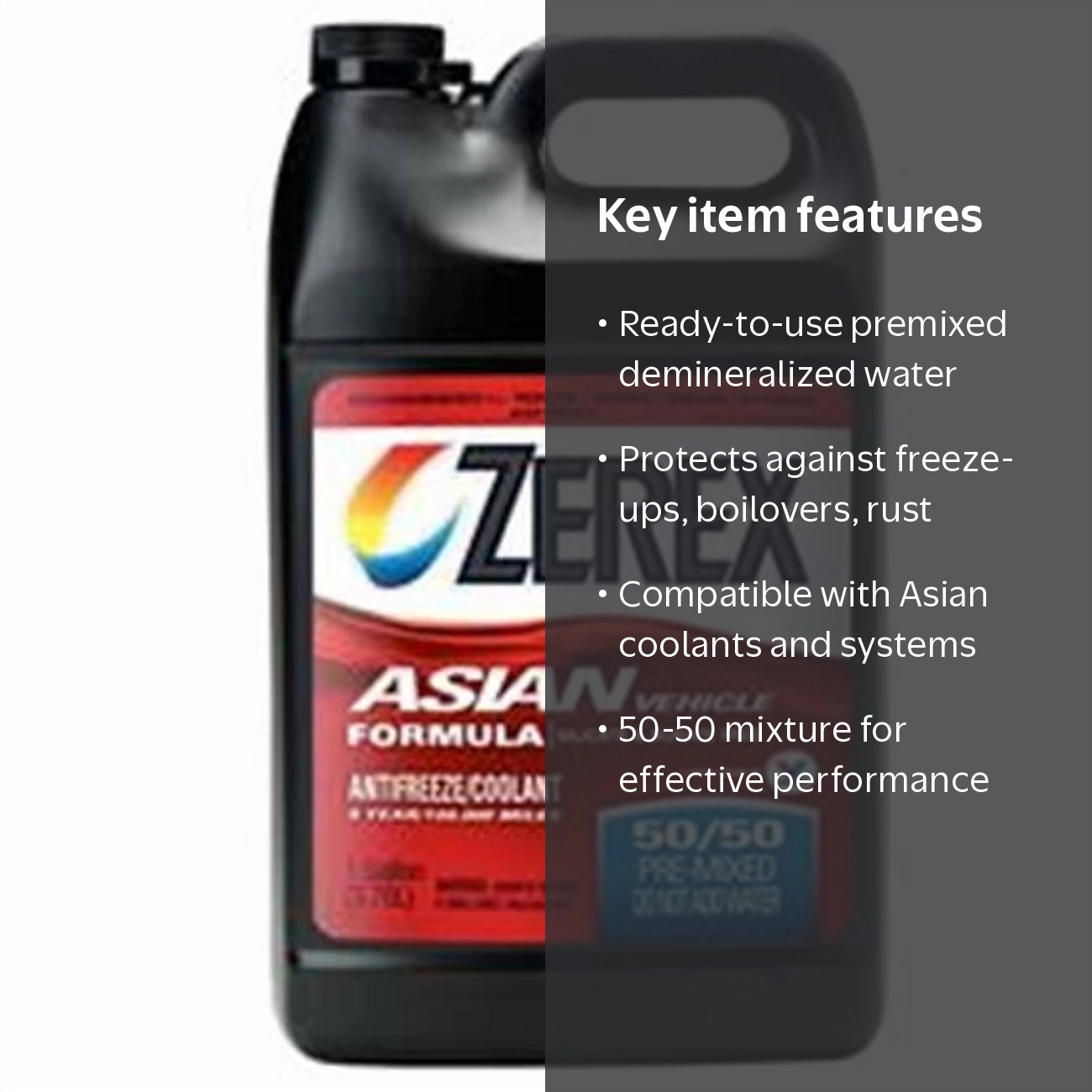 Zerex Asian Vehicle Antifreeze & Coolant, Silicate Free, 1 gal Jug