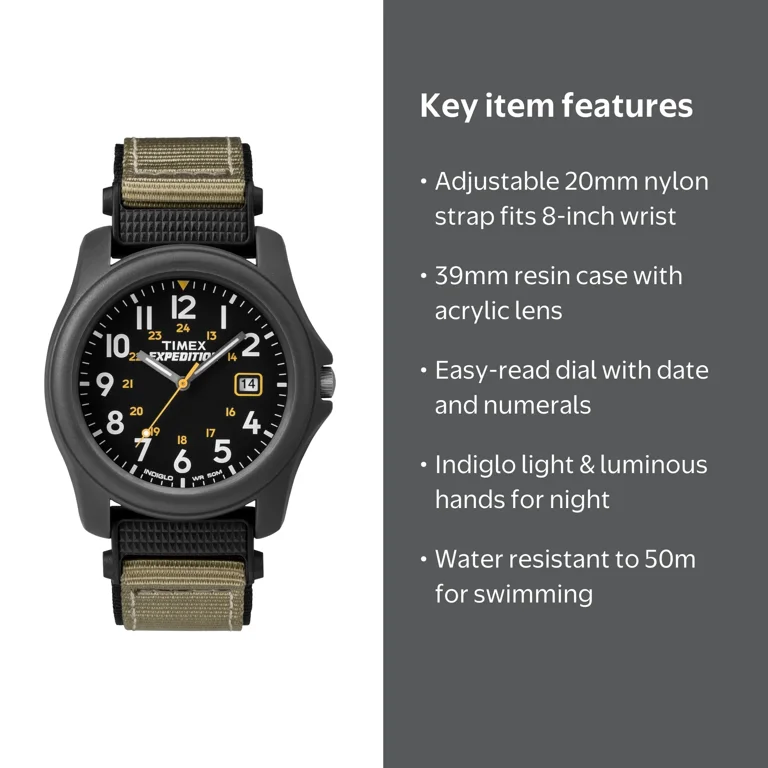 Timex Men's Expedition Camper Outdoor Watch, 39mm, Gray/Black