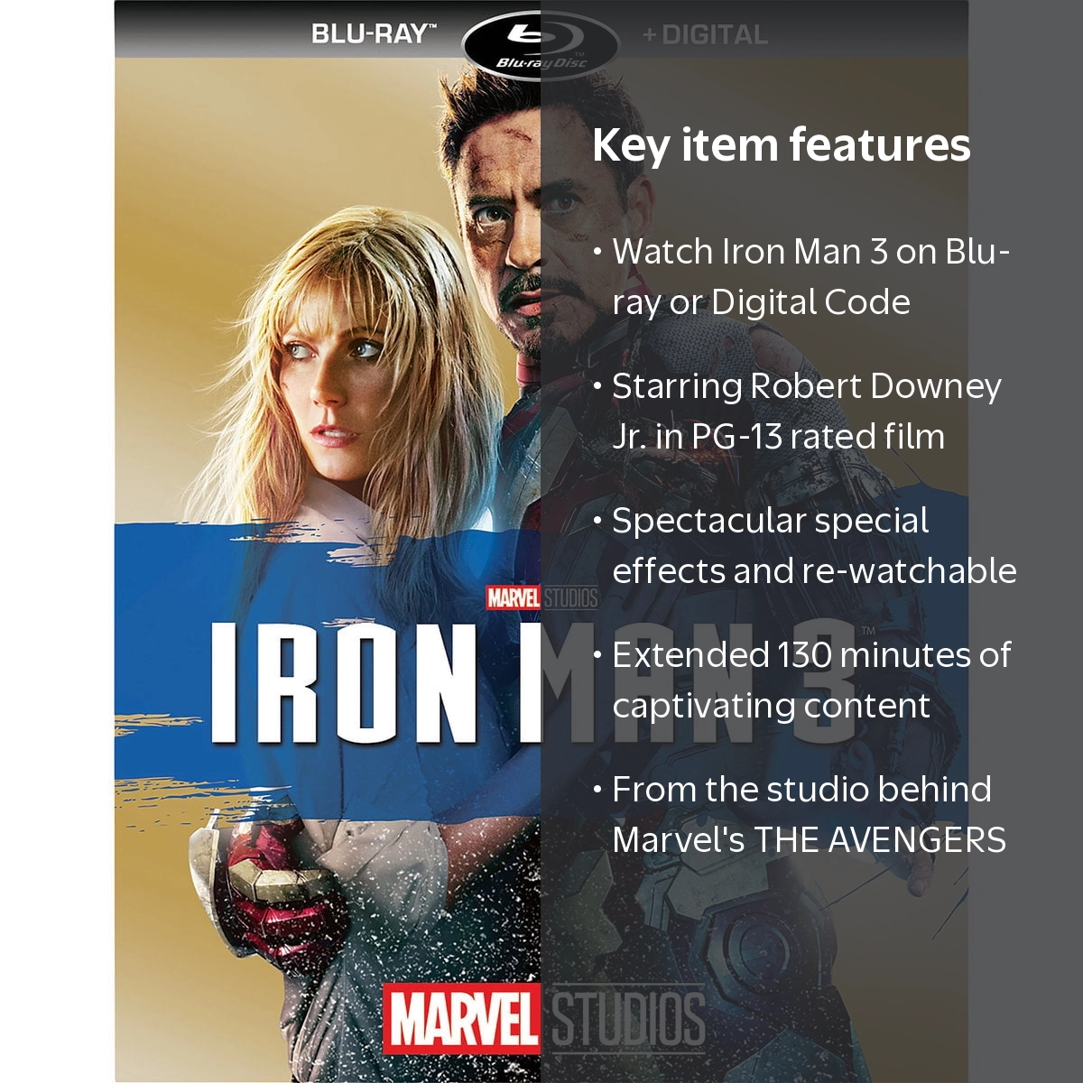 Buena Vista Home Entertainment, Iron Man 3 Blu-ray, Digital Code