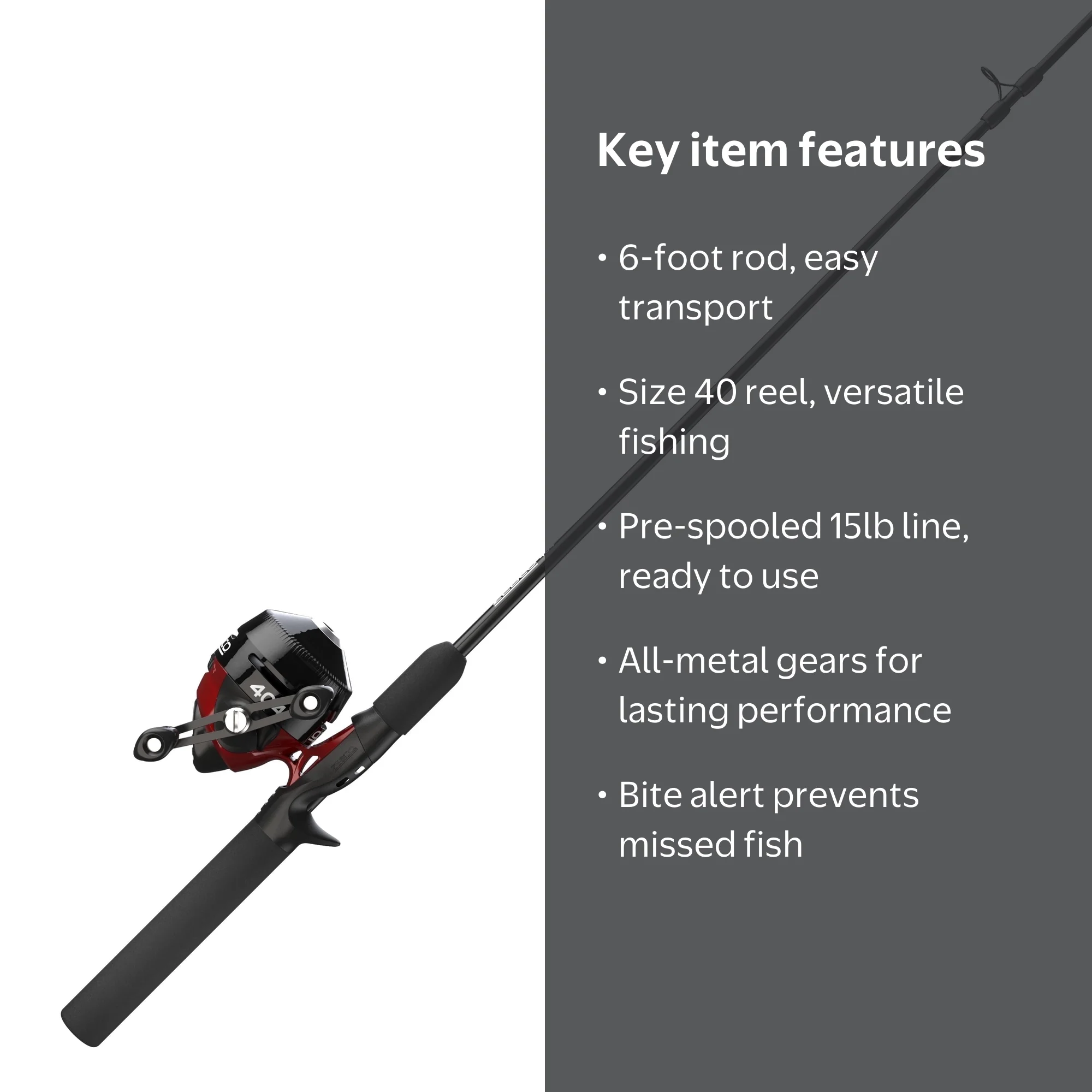 Zebco 404 Spincast Reel, Fishing Rod Combo, 6-Ft 2-Pieces, Right