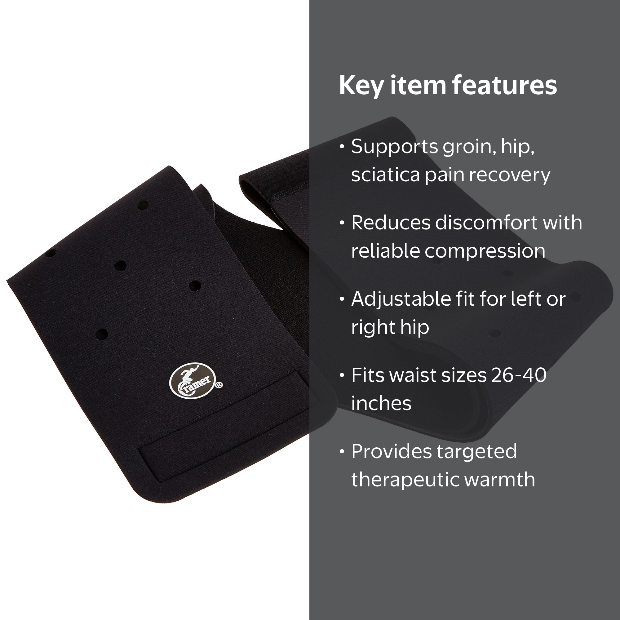 Cramer Groin Hip Spica Support, Adjustable Neoprene Wrap, 1 Pack
