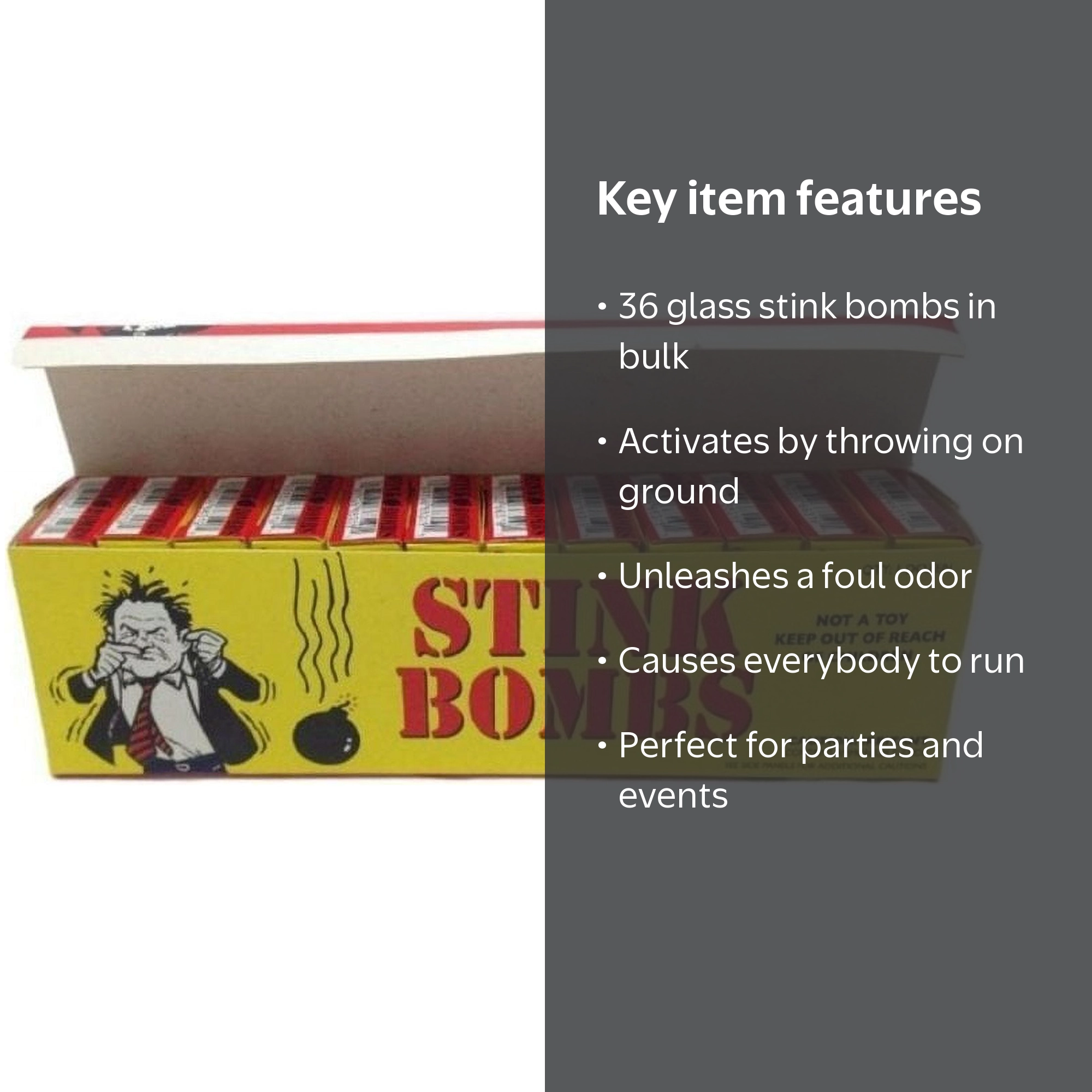 Loftus Stink Bombs Bulk Case Novelty and Gag Toys, 36 Count